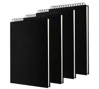 SEUNMUK 4 Pack A4 Landscape Sketchbook, 160gsm Spiral Bound Sketchbook, 60 Sheets/120 Pages Black Sketch Pad for Portrait, Sketching, Drawing, Scrapbooking, Upturning Type