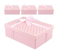 SEUNMUK 4 PCS Pink Gift Box with Lid, 25x18x8.5cm Luxury Large Gift Box with Ribbon, Foldable Cardboard Birthday Box for Weddings, Birthday, Anniversary, Christmas, Party