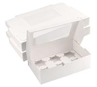 SEUNMUK 40 Pack 6 Holes White Cupcake Boxes with Window, Cardboard Cupcake Holder Carrier Storage Boxes, Bakery Box for Muffins, Mini Cake, Cookies, 23.5 x 15.8 x 7.5cm