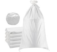 SEUNMUK 50 Pack 18 x 30 Inch Empty Sandbags, Empty White Woven Polypropylene Sand Bags, Heavy Duty Flood Protection Sand Bags with 20 M Ties for Flood Control, Storage