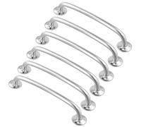 SEUNMUK 6 PCS Galvanized Door Pull Handle, 300mm Silver Shed Door Handles, Bow Shaped Gate Handle for Garden Gates Garage Shed Cabinet Doors