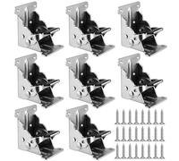SEUNMUK 8 Pack Folding Table Legs Bracket, 90 Degree Lock Extension Support Brackets with Screws, Self Lock Hinges for Tables Workbench, Silver