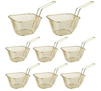 SEUNMUK 8 PCS Chip Serving Frying Baskets, Mini Chip Baskets with Handle, Chips Deep Fry Baskets Food Presentation Baskets for Chips Onion Rings Tapas Wing, Gold