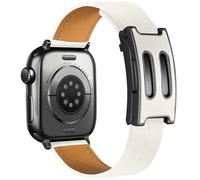 SEURE Leather Strap for Apple Watch B-shaped Double Magnetic Clasp Elegant Compatible with 42 mm 41 mm 40 mm 38 mm 44 mm 45 mm 46 mm Replacement Strap Made of Genuine, Series 10-1 & SE, Premium