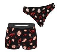 SEURGRY Custom Face Matching Underwear for Couples,Personalized Photo Men Boxer Shorts Women Thong Panties Gifts for Husband Wife