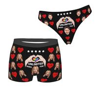 SEURGRY Custom Face Matching Underwear for Couples,Personalized Photo Men Boxer Shorts Women Thong Panties Gifts for Husband Wife