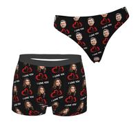 SEURGRY Custom Face Matching Underwear for Couples,Personalized Photo Men Boxer Shorts Women Thong Panties Gifts for Husband Wife