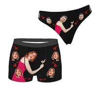SEURGRY Custom Face Matching Underwear for Couples,Personalized Photo Men Boxer Shorts Women Thong Panties Gifts for Husband Wife