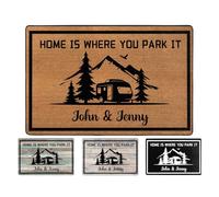 SEURGRY Home Is Where You Park It Personalized Camping Doormat - Custom Camper Farmhouse Floor Mats Front Indoor Outdoor Entrance Decorative Mat Rug House Warming Gift