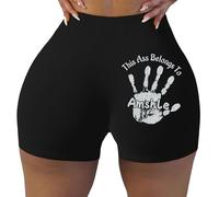 SEURGRY This Ass Belongs to Personalized Workout Shorts,This Ass is Taken Custom Gym Short for Women Wife Girlfriend Naughty Gifts