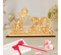 Seutgjie Original 20th Birthday Gifts 20th Birthday Decorations for Girls Boys with LED Fairy Lights Bow Knot and Gift Paper for 20th Wedding Anniversary Table Decoration