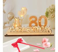 Seutgjie Original 80th Birthday Gifts 80th Birthday Decorations for Women Men with LED Fairy Lights Bow Knot and Gift Paper for 80th Wedding Anniversary Table Decoration