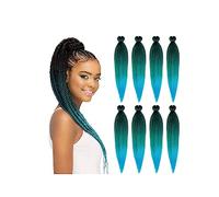 SEVALLURE Pre-stretched Braiding Hair Extension Ombre 26 inch 8 Packs Professional Kanekalon Synthetic Fiber Itch Free Crochet EZ Yaki Texture Knotless Braids(26 inches (Pack of 6), T1B/Green/Blue)