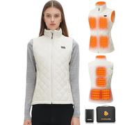 Sevdiea Women's Heated Vest with Power Bank, 16000 mAh, 7.4 V, Lightweight Quilted Heated Vest, Women's Electric Heat Vest, for Skiing, Motorcycling, Outdoor Activities, White, M
