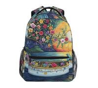 Sevdomey A Boat with The Sun Laptop Backpack, Waterproof 15L Stylish Lightweight Daypack with Multiple Pockets for Work, School & Travel