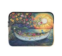 Sevdomey A Boat with The Sun Laptop Sleeve 13.4 Inch, Slim Protective Computer Case with Soft Padding, Top Zipper Bag for Women & Men, Fits Most 13.3 Inch Laptops