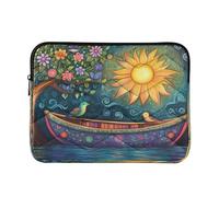 Sevdomey A Boat with The Sun Laptop Sleeve 13.4 Inch, Slim Protective Computer Case with Soft Padding, Top Zipper Bag for Women & Men, Fits Most 13.3 Inch Laptops