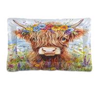 Sevdomey Adorable Highland Cow Pet Pads Dog Bed Cat Bed Kennel Bed Crate Mattress, Washable Soft Comfortable Pet Bed Pad with Non-Slip Bottom for Small Medium Large Dogs Cats, 45x60 cm