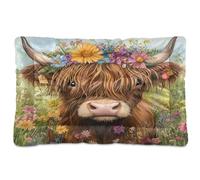 Sevdomey Adorable Highland Cow Pet Pads Dog Bed Cat Bed Kennel Bed Crate Mattress, Washable Soft Comfortable Pet Bed Pad with Non-Slip Bottom for Small Medium Large Dogs Cats, 60x90 cm