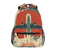 Sevdomey Airplane in The Sky Laptop Backpack, Waterproof 15L Stylish Lightweight Daypack with Multiple Pockets for Work, School & Travel