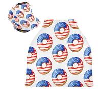 Sevdomey American Flag Donuts Nursing Car Seat Cover for Babies Newborns, Multi-Purpose Soft Breathable Breastfeeding Cover Nursing Scarf