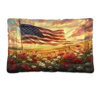 Sevdomey American Flag Pet Pads Dog Bed Cat Bed Kennel Bed Crate Mattress, Washable Soft Comfortable Pet Bed Pad with Non-Slip Bottom for Small Medium Large Dogs Cats, 45x60 cm