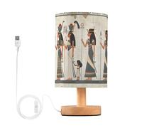 Sevdomey Ancient Egyptian Women Bedside Table Lamp with USB Port, No Bulb Needed, Warm LED Light for Bedroom, Living Room, Office - Bedside Table Lamp for Reading, Study, Decor