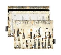 Sevdomey Ancient Egyptian Women Pencil Pouch 3 Ring with Clear Window, 2 Pack Zipper Binder Bag for Office