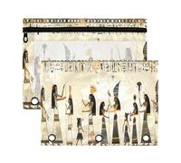 Sevdomey Ancient Egyptian Women Pencil Pouch 3 Ring with Clear Window, 2 Pack Zipper Binder Bag for Office