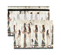 Sevdomey Ancient Egyptian Women Pencil Pouch 3 Ring with Clear Window, 2 Pack Zipper Binder Bag for Office