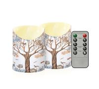 Sevdomey Animal Tree Flameless Candles with Remote Control, Realistic Flame Candles, 24H Timer Battery Operated LED Battery Candles for Home Decor