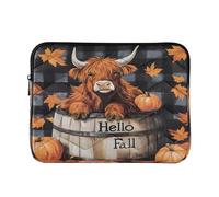 Sevdomey Autumn Cattle Laptop Sleeve 13.4 Inch, Slim Protective Computer Case with Soft Padding, Top Zipper Bag for Women & Men, Fits Most 13.3 Inch Laptops