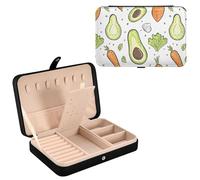 Sevdomey Avocados Jewelry Box PU Leather for Women Girls, Velvet Lined Travel Portable Jewelry Storage Case for Rings, Earrings, Necklaces, Bracelets