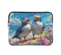 Sevdomey Beach Puffins Laptop Sleeve 13.4 Inch, Slim Protective Computer Case with Soft Padding, Top Zipper Bag for Women & Men, Fits Most 13.3 Inch Laptops