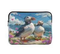 Sevdomey Beach Puffins Laptop Sleeve 13.4 Inch, Slim Protective Computer Case with Soft Padding, Top Zipper Bag for Women & Men, Fits Most 13.3 Inch Laptops