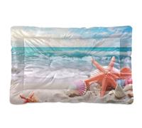 Sevdomey Beach Starfish Shells Pet Pads Dog Bed Cat Bed Kennel Bed Crate Mattress, Washable Soft Comfortable Pet Bed Pad with Non-Slip Bottom for Small Medium Large Dogs Cats, 60x90 cm