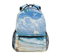 Sevdomey Beach with Palm Trees Laptop Backpack, Waterproof 15L Stylish Lightweight Daypack with Multiple Pockets for Work, School & Travel