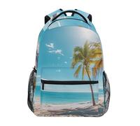 Sevdomey Beach with Palm Trees Laptop Backpack, Waterproof 15L Stylish Lightweight Daypack with Multiple Pockets for Work, School & Travel