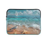 Sevdomey Beautiful Beach Laptop Sleeve 13.4 Inch, Slim Protective Computer Case with Soft Padding, Top Zipper Bag for Women & Men, Fits Most 13.3 Inch Laptops