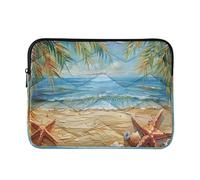 Sevdomey Beautiful Beach Scene Laptop Sleeve 13.4 Inch, Slim Protective Computer Case with Soft Padding, Top Zipper Bag for Women & Men, Fits Most 13.3 Inch Laptops