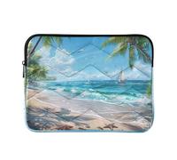 Sevdomey Beautiful Beach Scene Laptop Sleeve 13.4 Inch, Slim Protective Computer Case with Soft Padding, Top Zipper Bag for Women & Men, Fits Most 13.3 Inch Laptops
