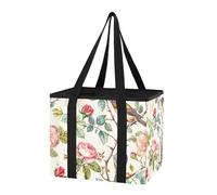 Sevdomey Beautiful Birds Reusable Grocery Bags Large, Heavy Duty Water Resistant Foldable Storage Tote with Removable Bottom Board for Car Trunk, Picnic, Camping