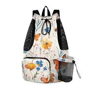 Sevdomey Beautiful Butterflies Lightweight Drawstring Backpack Gym Sack with Wet Dry Bag Swim Beach Travel Sports