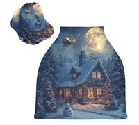Sevdomey Beautiful Christmas House Nursing Car Seat Cover for Babies Newborns, Multi-Purpose Soft Breathable Breastfeeding Cover - Car Seat Covers - Nursing Scarf