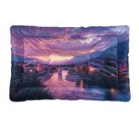 Sevdomey Beautiful City Pet Pads Dog Bed Cat Bed Kennel Bed Crate Mattress, Washable Soft Comfortable Pet Bed Pad with Non-Slip Bottom for Small Medium Large Dogs Cats, 60x90 cm