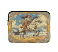 Sevdomey Beautiful Cowgirl Laptop Sleeve 13.4 Inch, Slim Protective Computer Case with Soft Padding, Top Zipper Bag for Women & Men, Fits Most 13.3 Inch Laptops