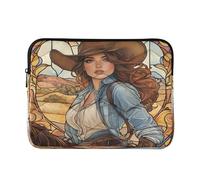 Sevdomey Beautiful Cowgirl Laptop Sleeve 13.4 Inch, Slim Protective Computer Case with Soft Padding, Top Zipper Bag for Women & Men, Fits Most 13.3 Inch Laptops