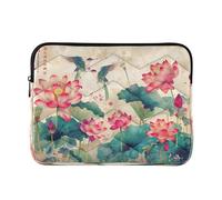 Sevdomey Beautiful Lotus Flowers Laptop Sleeve 13.4 Inch, Slim Protective Computer Case with Soft Padding, Top Zipper Bag for Women & Men, Fits Most 13.3 Inch Laptops
