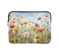 Sevdomey Bees and Flowers Laptop Sleeve 15.6 Inch, Slim Protective Computer Case with Soft Padding, Top Zipper Bag for Women & Men, Fits Most 15 Inch Laptops