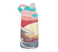 Sevdomey Bird Wave Kids Water Bottle with Straw for Girls Boys, Stainless Steel Insulated Leakproof Water 480ml for School Nursery Travel Sports
